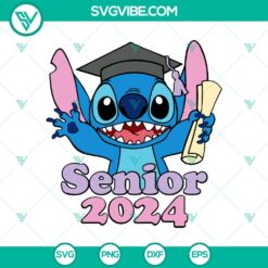 Cartoons, Disney, School, SVG Files, Stitch 2024 Graduate SVG, Class of 2024 1