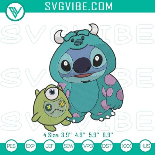 stitch sulley mike thread art patterns instant access mockup