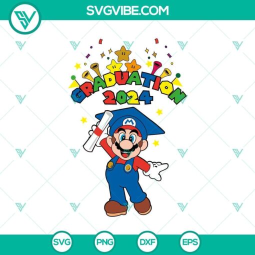 super mario 2024 grad cap svg mario graduation 2024 svg mockup