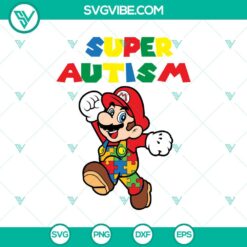 Autism, Awareness, Game, SVG Files, Super Mario Autism Awareness SVG PNG, 2