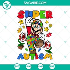 Autism, Awareness, SVG Files, Super Mario Autism Support SVG, Autism Awareness 2