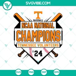 Baseball, Sports, SVG Files, Tennessee Volunteers NCAA National Champions 2024 20