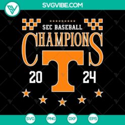 Baseball, Sports, SVG Files, Tennessee Volunteers Sec Baseball Champions 2024 3