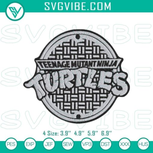 tmnt logo embroidered pattern files mockup