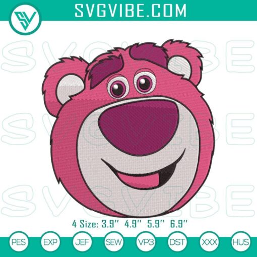 toy story lotso embroidery design files bear face pattern mockup