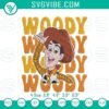 Embroidered pattern of Toy Story's Woody, Pixar cowboy character design file for DIY projects.