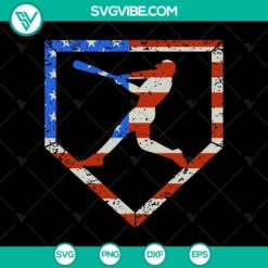 US Baseball athlete with flag SVG patriotic design for 4th of July celebration, perfect for baseball fans.