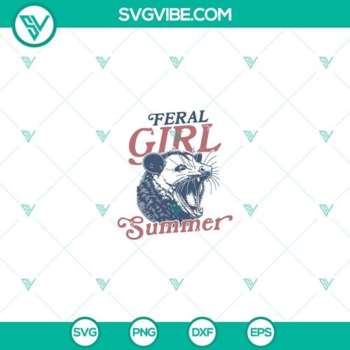 vintage feral girl summer opossum svg mockup