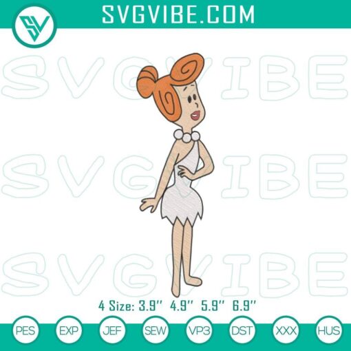 wilma flintstone embroidery pattern for machines mockup