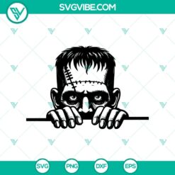 Frankenstein Halloween Peeking SVG, Frankenstein Face SVG, Horror SVG Cricut