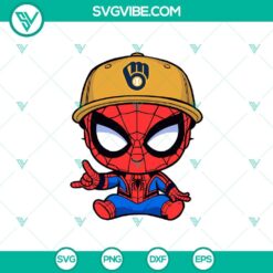 Baby Spiderman Milwaukee Brewers Baseball SVG, Spiderman Baseball MLB SVG, Milwaukee Brewers MLB SVG Cricut