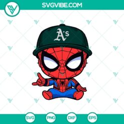 Baby Spiderman Oakland Athletics Baseball SVG, Oakland Athletics Baseball MLB SVG, Marvel MLB SVG Cricut