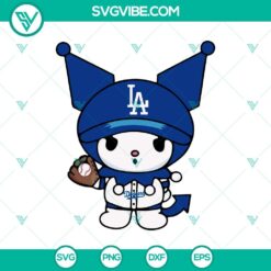 Kuromi Los Angeles Dodgers Baseball SVG, Los Angeles Dodgers Baseball MLB SVG, Kuromi Baseball Team SVG Cricut