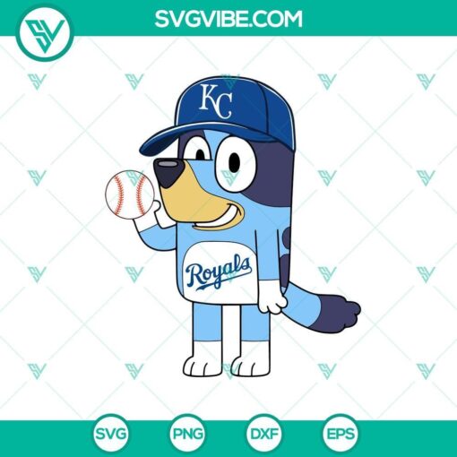 Bluey Kansas City Royals Baseball SVG, Bluey Kansas City Royals MLB SVG, Bluey Cartoon Baseball SVG Cricut