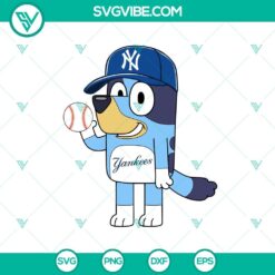 Bluey New York Yankees Baseball SVG, Bluey New York Yankees MLB SVG, Bluey Cartoon Baseball SVG