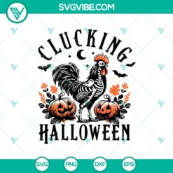 Clucking Halloween Chicken and Skeleton Rooster SVG for Cricut, in Halloween Farm theme. Ideal for crafting and Halloween decor.