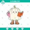 Bookish pumpkin ghost SVG for Halloween, perfect for bookworms crafting, in PNG format for Cricut and other cutting machines.