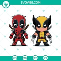 Sale, SVG Files, Trending SVG, Deadpool And Wolverine Chibi SVG, Deadpool And 2