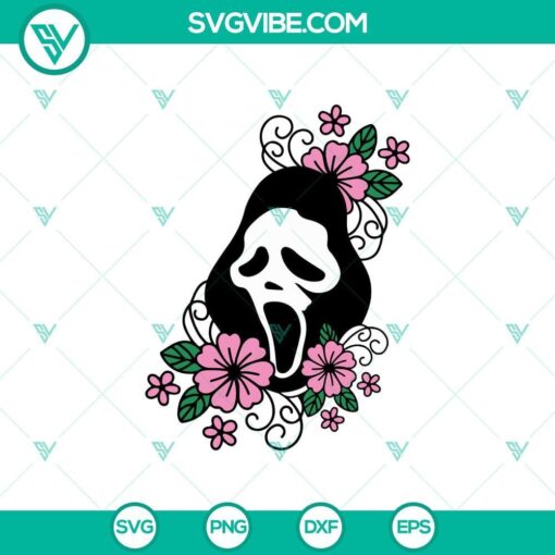 Ghostface Floral SVG, Scream Ghostface Killers SVG, Horrors Halloween SVG