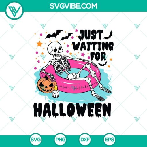 just waiting for halloween skeleton summer svg spooky vibe summer svg skeleton spooky svg cricut mockup