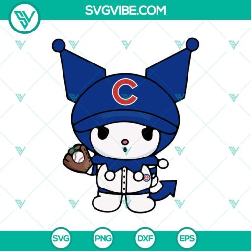 kuromi chicago cubs baseball svg kuromi baseball team svg sanrio chicago cubs baseball mlb svg cricut mockup