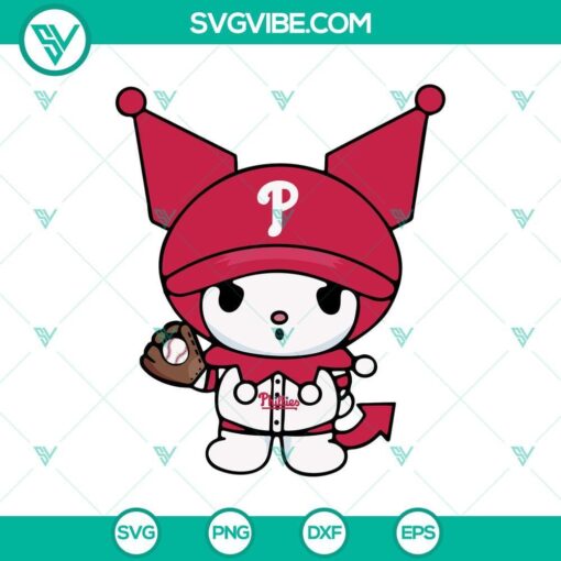 kuromi philadelphia phillies baseball svg kuromi baseball team svg sanrio philadelphia phillies baseball mlb svg cricut mockup