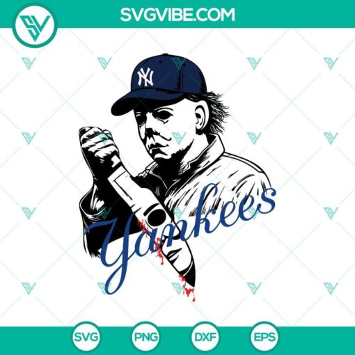 Michael Myers Knives New York Yankees SVG, Horror Knives Baseball SVG, MLB Horror SVG PNG