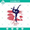 Paris 2024 Gymnastics Women's Olympic Team USA SVG design for the Summer Olympics, featuring patriotic USA colors and gymnastics elements.
