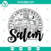 Salem Massachusetts SVG featuring witch, Halloween, magic, mythical, and gothic elements for crafting projects.