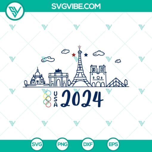 team usa 2024 paris skyline svg eiffel tower svg paris usa summer olympics svg mockup