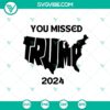 Trump shooting design with "You Missed" text in SVG format, featuring Shot Trump element. Ideal for digital projects.