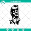 Annabelle doll Halloween themed SVG peeking design for cut files, PNG, DXF, and EPS formats.