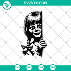 Annabelle Peeking SVG, Annabelle Doll Halloween SVG, PNG, DXF, EPS, Cut Files