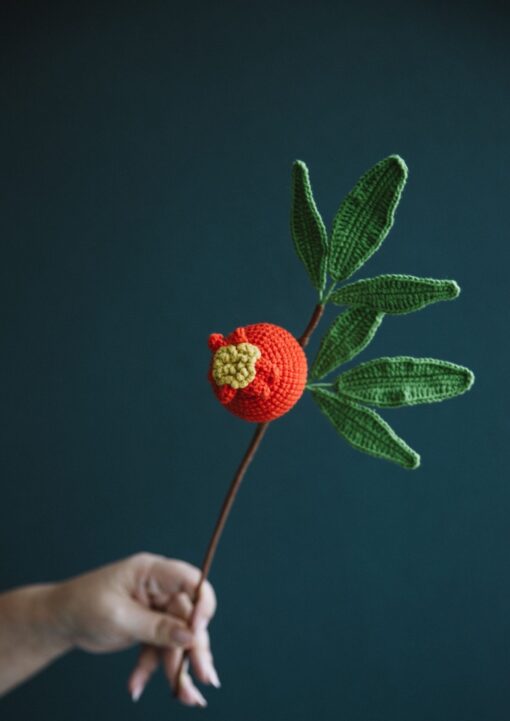 Crochet Pomegranate Branch - PDF Pattern with Free Video Tutorial