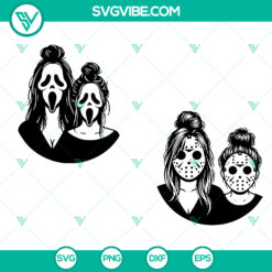 Ghostface Jason Mom And Daughter SVG, Funny Halloween Mom SVG, Cricut Downloads