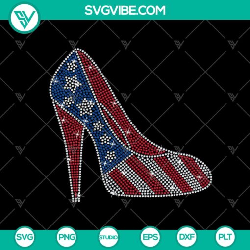 Patriotic Girl High Heel Rhinestone SVG for Cricut Silhouette, PLT, and PNG Files