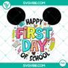 Mickey Mouse teacher appreciation design for back to school, Happy First Day of School PNG.