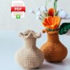Crochet mini vase digital pattern and video guide for DIY project.