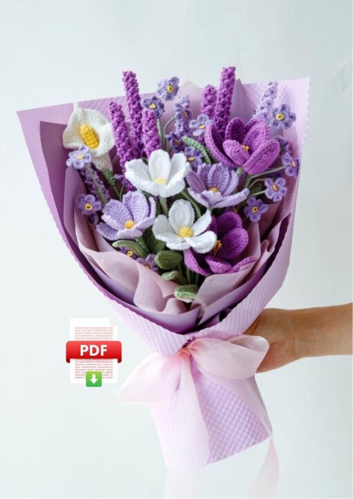 Lavender and Gesang Flower Arrangement – PDF Pattern with Video Tutorial