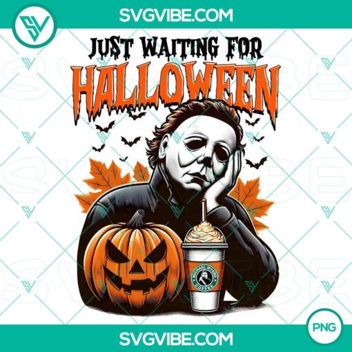 just waiting for halloween michael myers coffee png2C horror character png2C halloween coffee png