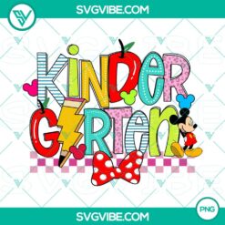 Mickey Mouse-themed back to school PNG for kindergarten and a hello kindergarten design. Great for classroom use.