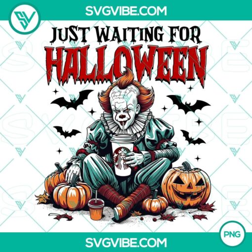 pennywise just waiting for halloween png2C horror character png2C halloween coffee png