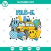 Pre K Back To School SVG with Smiley Face and School Bus design for Cricut, perfect for First Day Of School crafts and projects.
