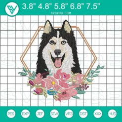 Animals Embroidery Designs, Embroidery Designs, Siberian Husky Dog Embroidery 2