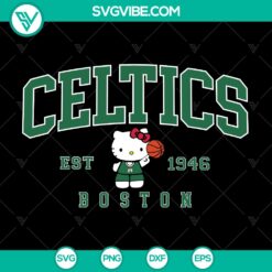 SVG Files, Hello Kitty Boston Celtics SVG, Hello Kitty Basketball SVG, Boston 6