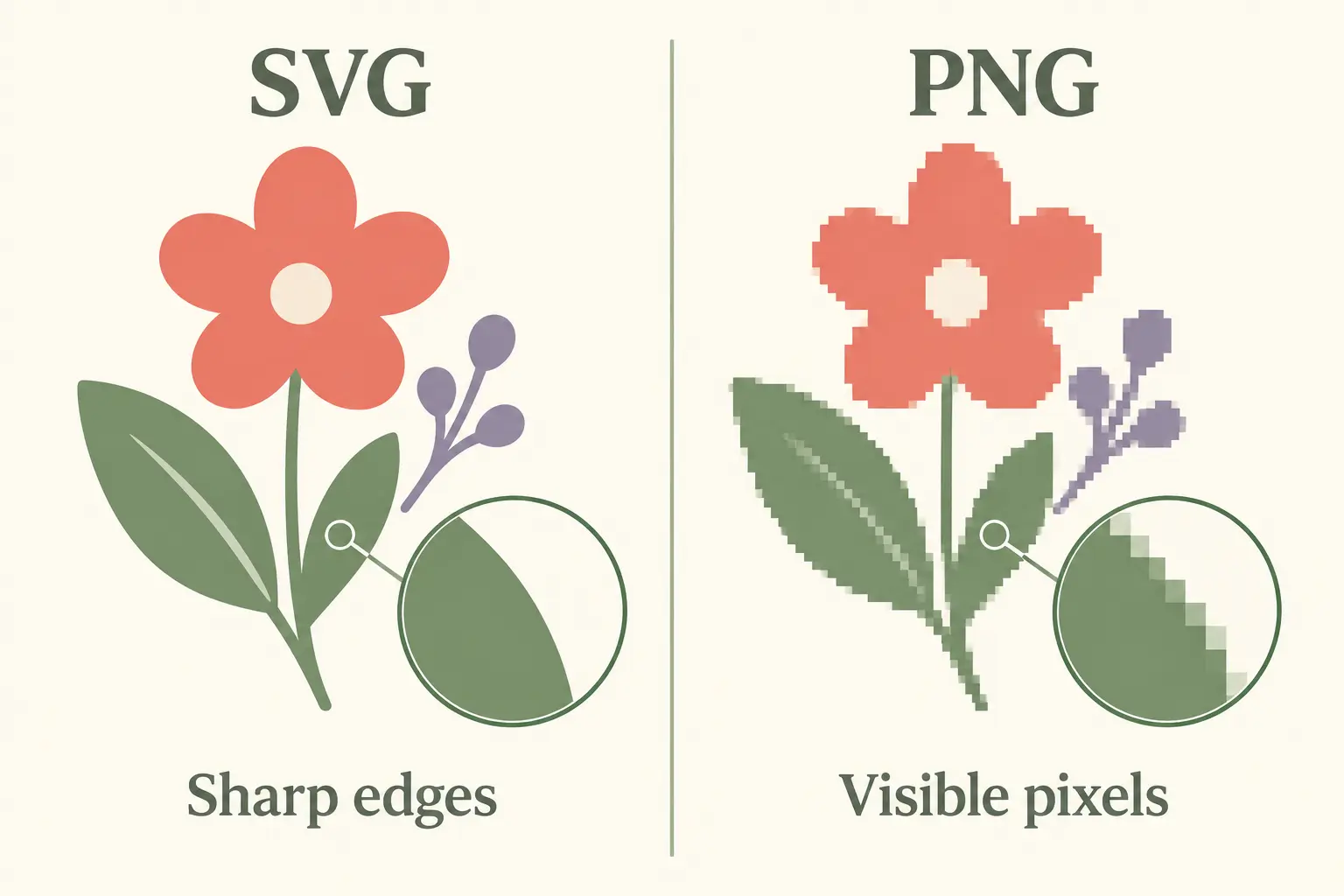SVG and PNG image quality comparison when enlarged