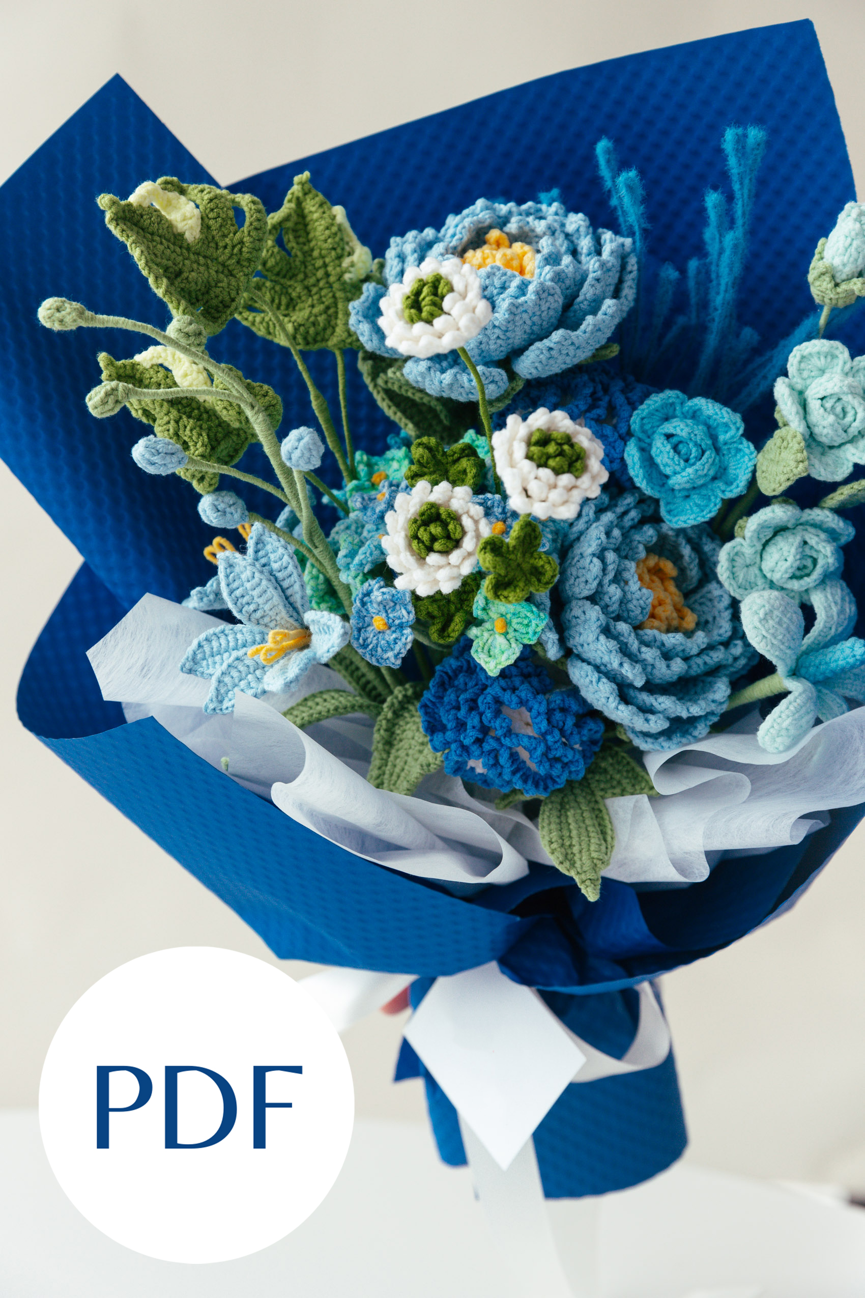 311products-124 Blue Peony and Carnation Bouquet PDF pattern 2