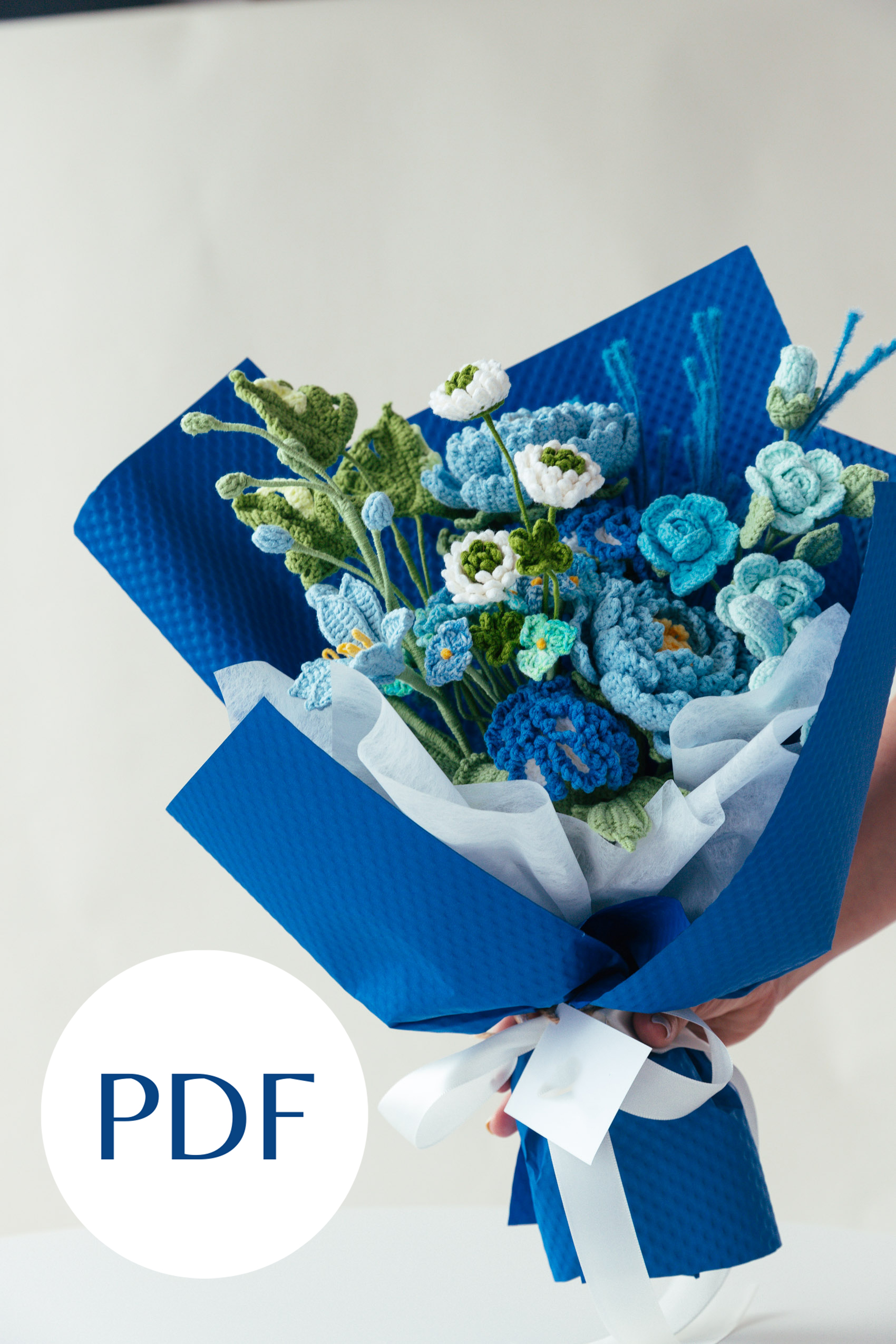 311products-125 Blue Peony and Carnation Bouquet PDF pattern 3