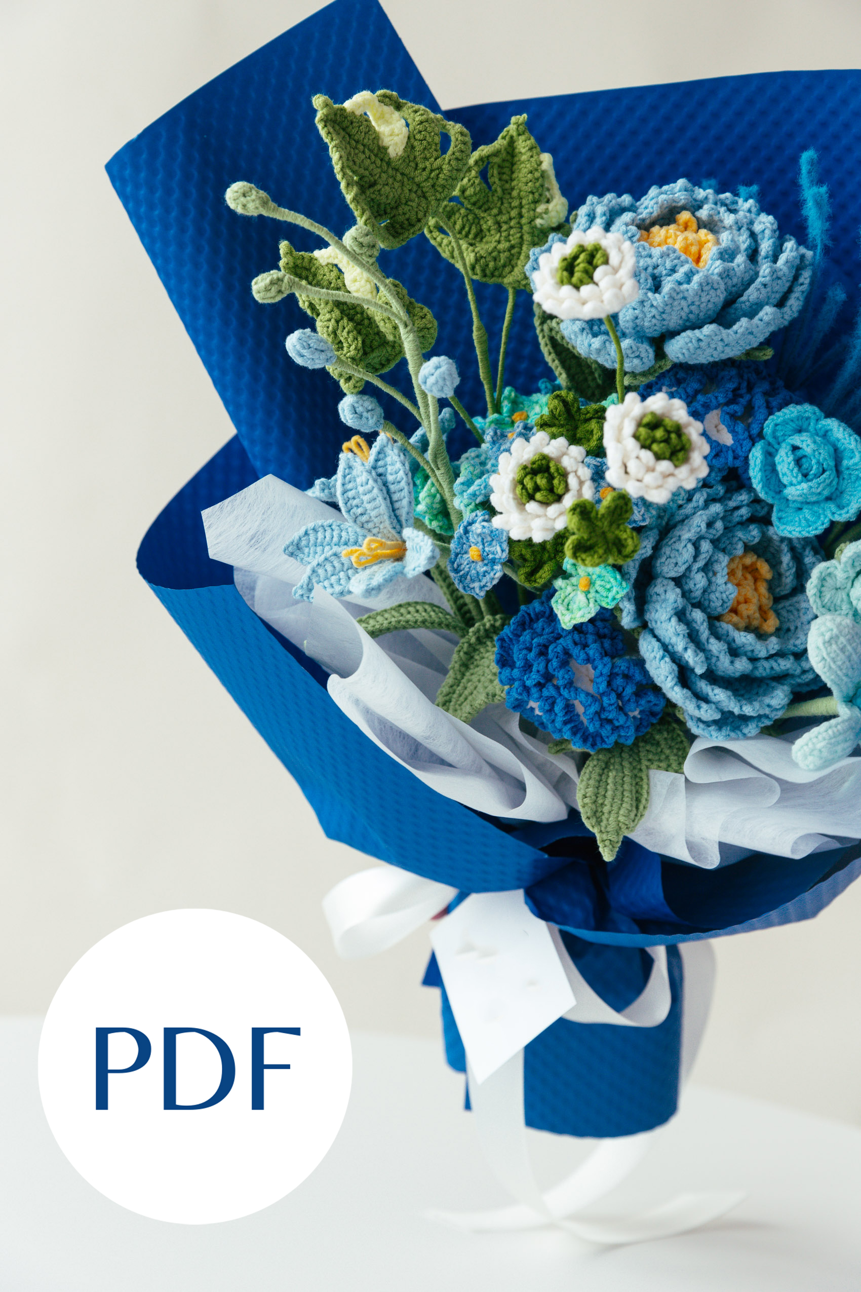 311products-128 Blue Peony and Carnation Bouquet PDF pattern 4