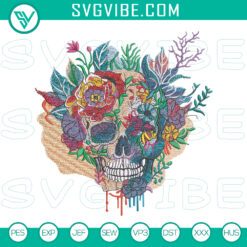 Detailed sugar skull embroidery design in 3 sizes, premium quality for craft projects and DIY.
